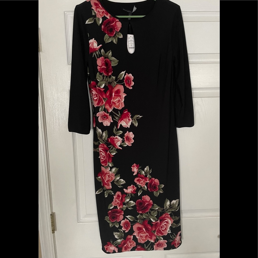 Reversible floral and solid black Whbm dress
